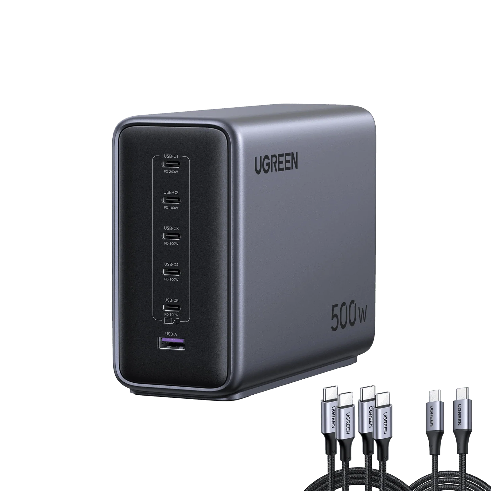 UGREEN Chargeur 500 W + câble USB-C 100 W lot de 2