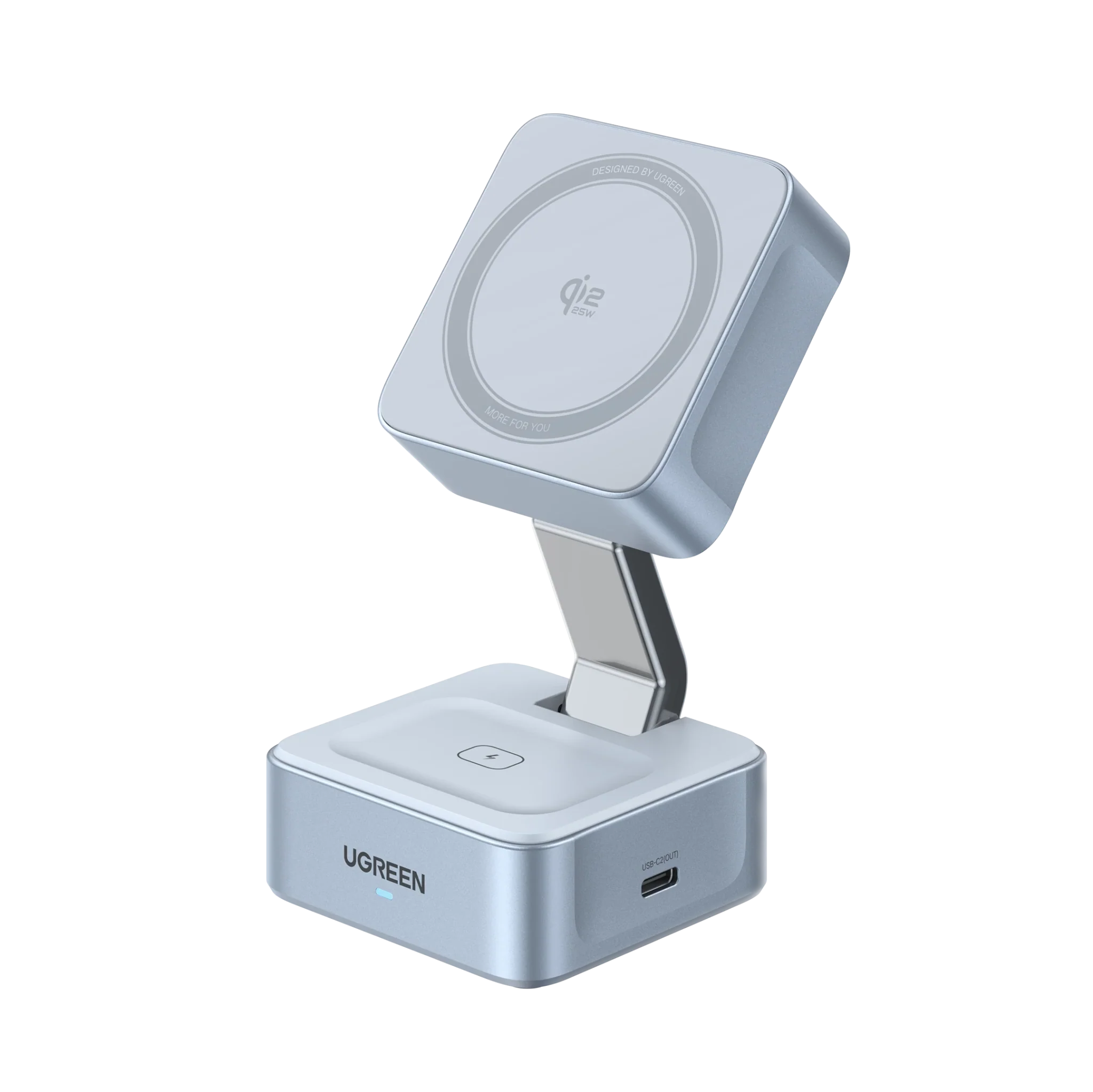UGREEN MagFlow 2-i-1 Magnetisk Trådløs Lader (Qi2 25W, MagSafe-kompatibel)