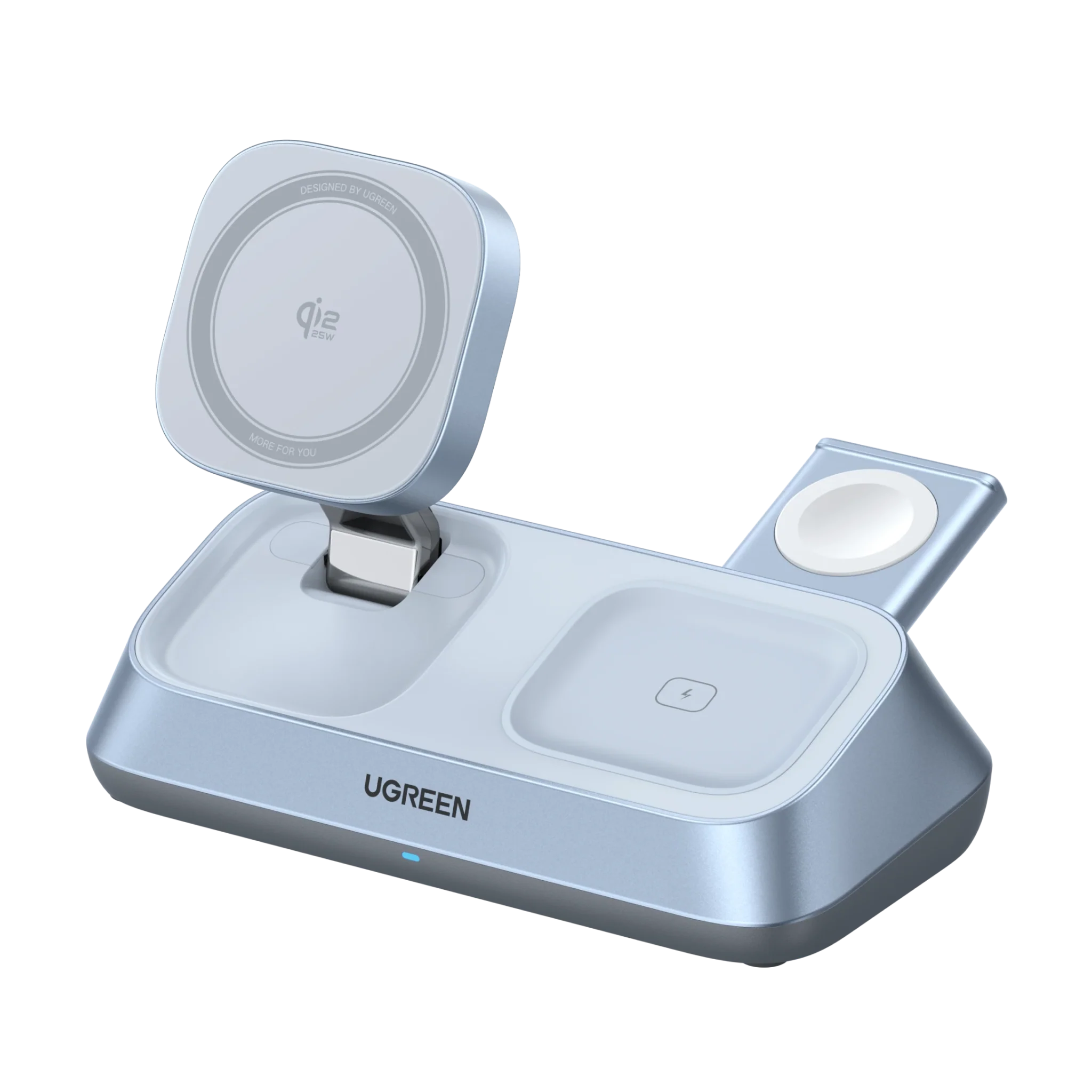 UGREEN MagFlow 3-i-1 Magnetisk Trådløs Lader (Qi2 25W, MagSafe-kompatibel)
