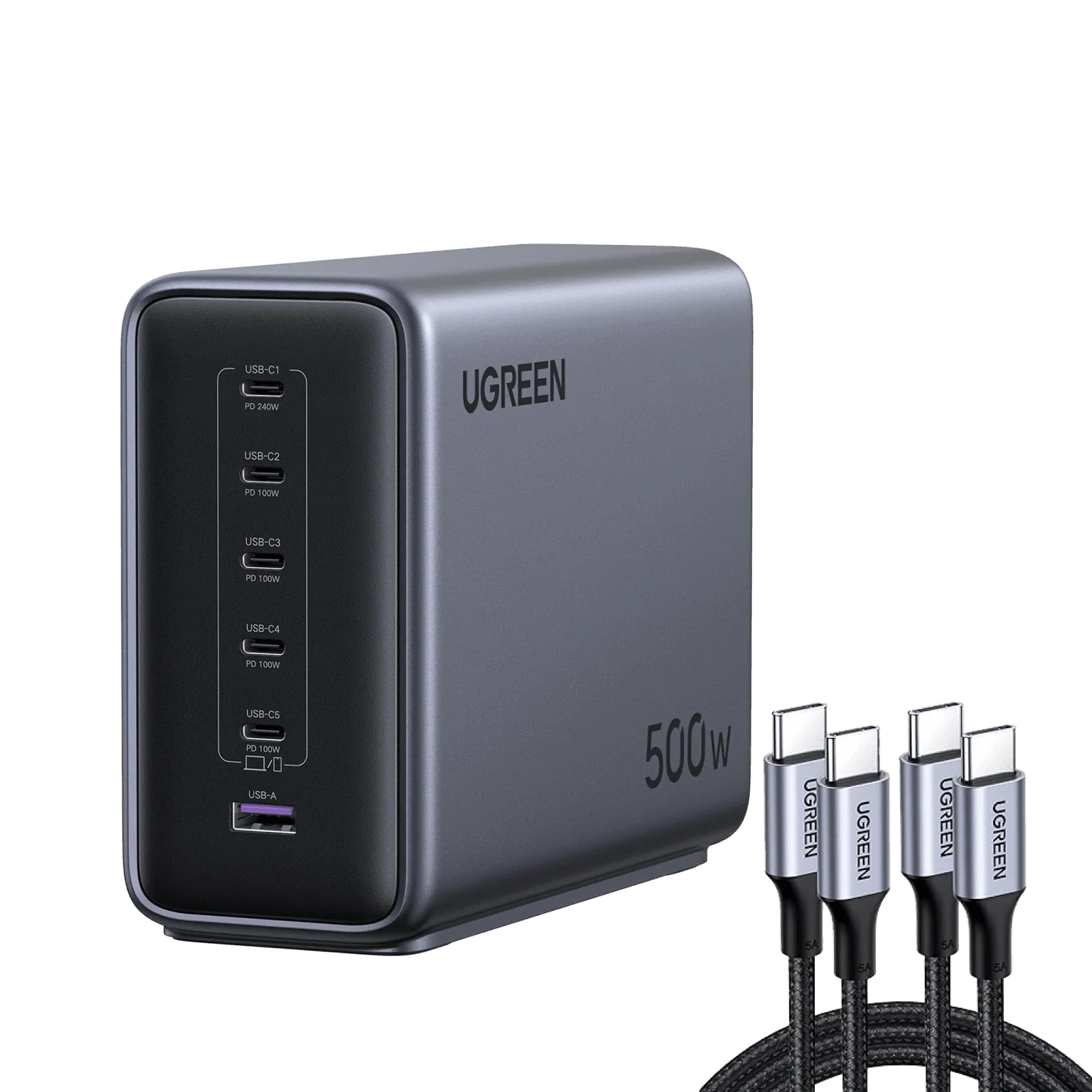 UGREEN Chargeur 500 W + câble USB-C 100 W lot de 2