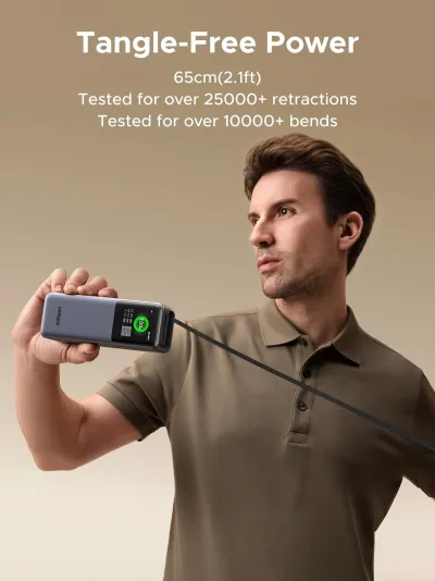 (번들) UGREEN Nexode 20000mAh 165W 보조배터리 + 100W 리트랙터블 USB-C 케이블
