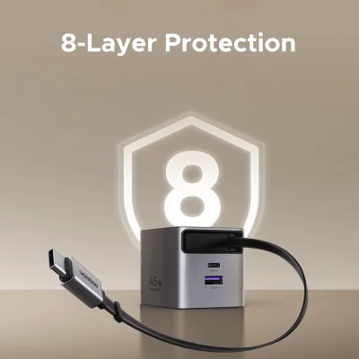 UGREEN 45W 3 in 1 GaN USB-C Charger with Retractable Cable