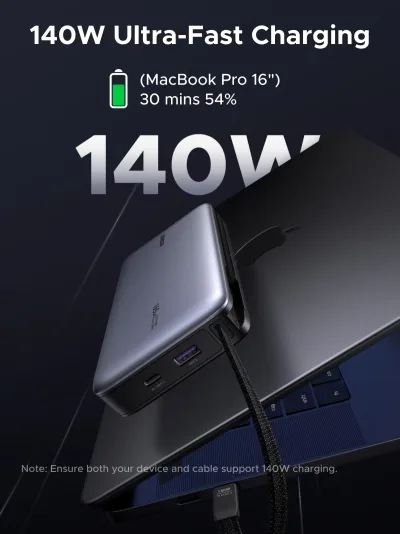 UGREEN Nexode Power Bank 25000mAh 165W med indbyggede kabler