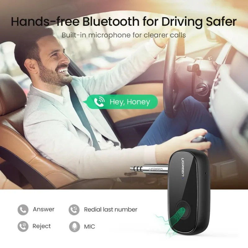 UGREEN Adaptador Bluetooth 5.1 Aux para coche