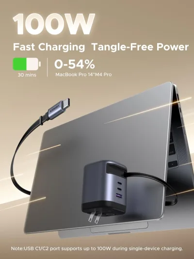 UGREEN Nexode 100W 충전기 (USB-C 케이블 일체형)