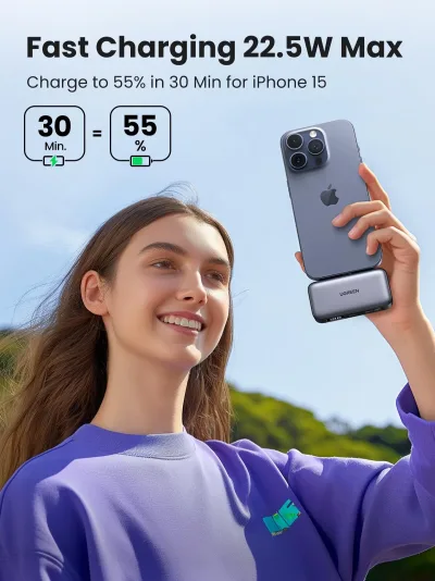 UGREEN 5000mAh USB-C 보조배터리 (케이블 포함)