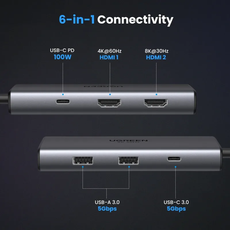 UGREEN Revodok 206 Hub USB-C 6 em 1