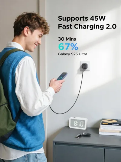 Cargador mini UGREEN de 45W y 3 puertos