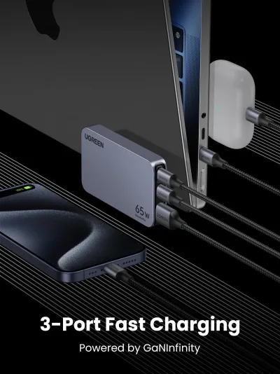 Nexode Pro 65W Ultra Slim iPhone-laddare med 6,6FT 100W USB C-kabel 2-pack