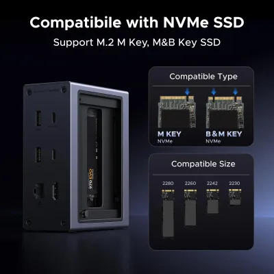Hub USB-C 10 en 1 UGREEN con carcasa SSD - HDMI 4K y PD 100W