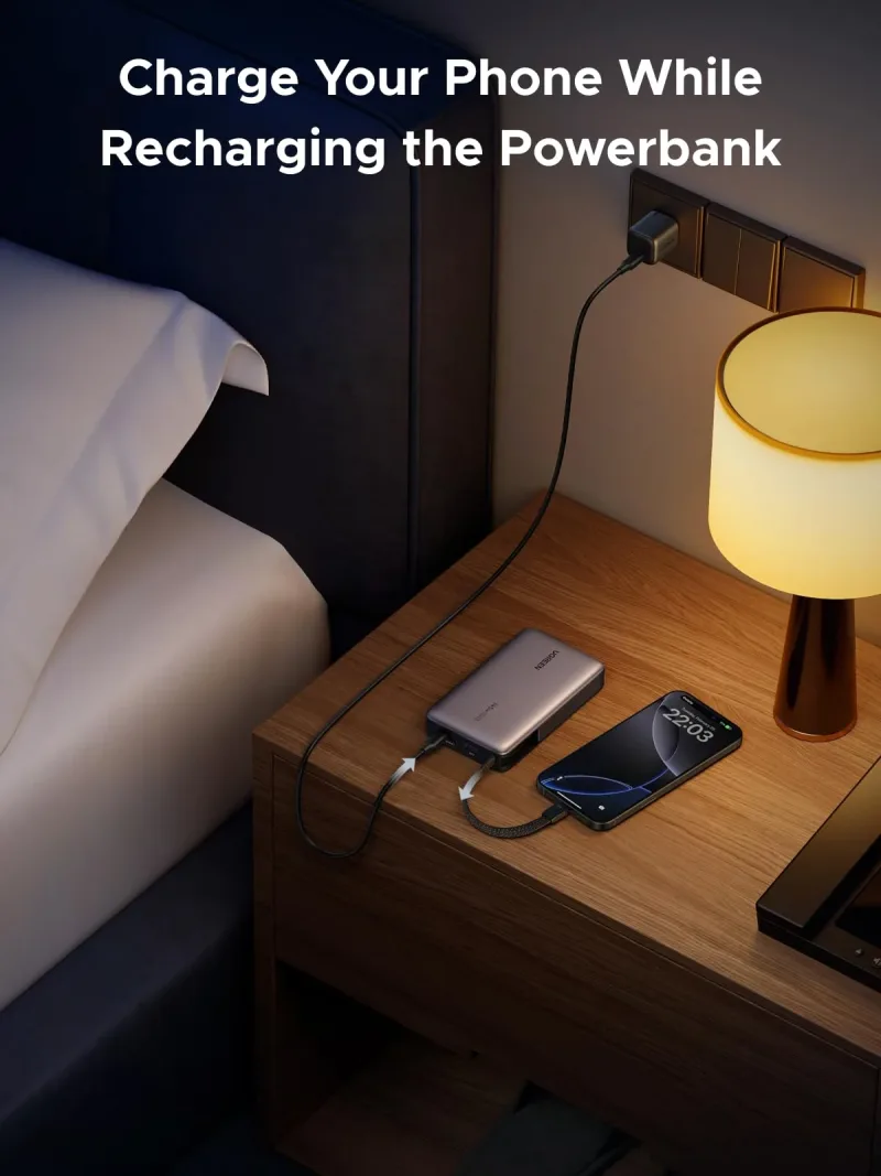 UGREEN Nexode Power Bank 20000mAh 145W med indbygget USB-C-kabel