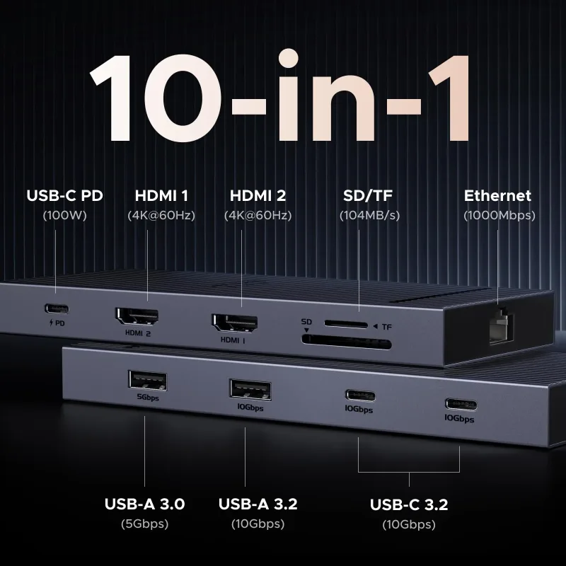 UGREEN Revodok Pro Estación de acoplamiento USB-C de 10 en 1