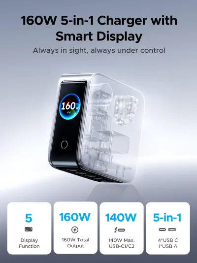 UGREEN Nexode Pro 160W laddare & 25000mAh powerbank