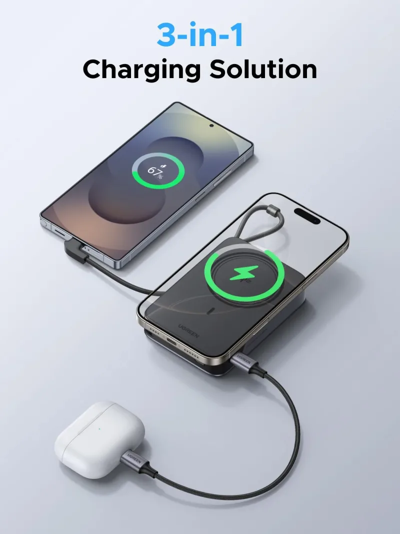 UGREEN 10000mAh Qi2 15W 磁気式モバイルバッテリー