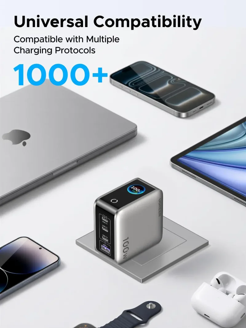 UGREEN Nexode Pro 100W 4-Port GaN Ladegerät mit Smart Display