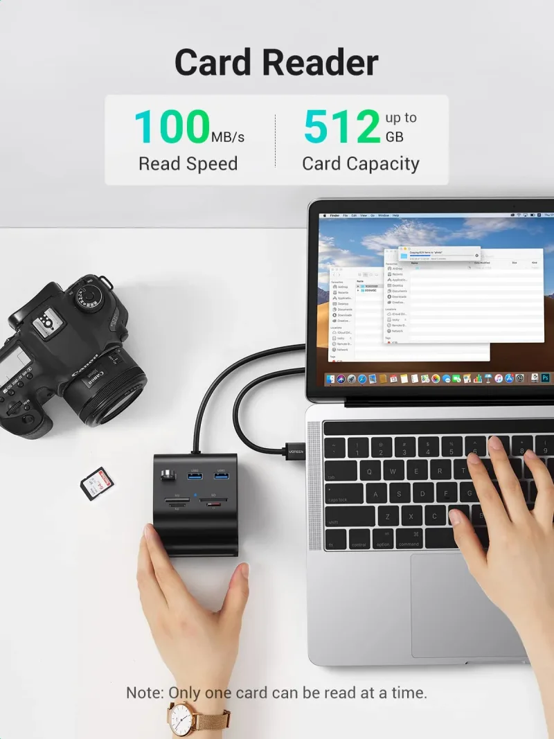 Ugreen USB 3.0 Hub 讀卡器連手機支架