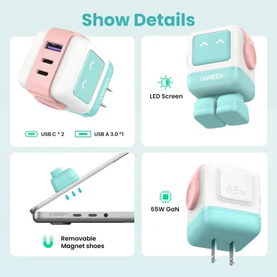 UGREEN Uno Charger 65W (Cyan)