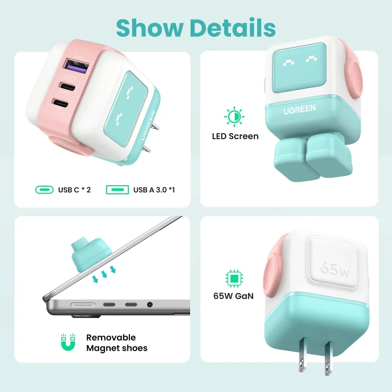 UGREEN Uno Charger 65W  (Cyan)