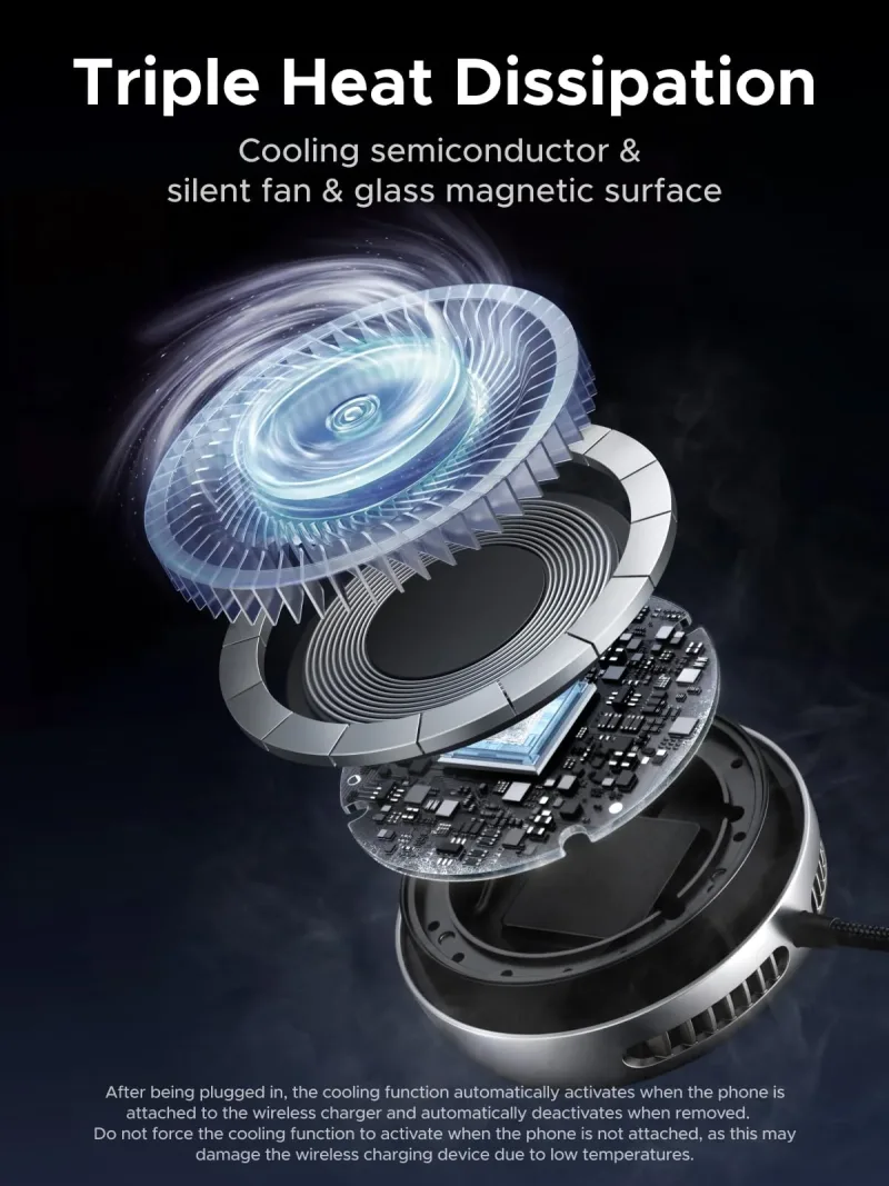 UGREEN MagFlow Pro Qi2 25W Pengisi Daya Magnetik dengan Pendingin
