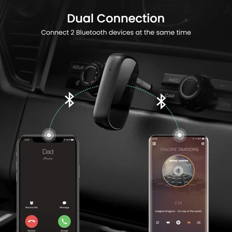 UGREEN Adaptador Bluetooth 5.1 Aux para coche