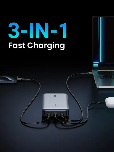 (Conjunto) Power Bank 145W + Cabo USB-C 100W de 3,3 pés, 2 unidades