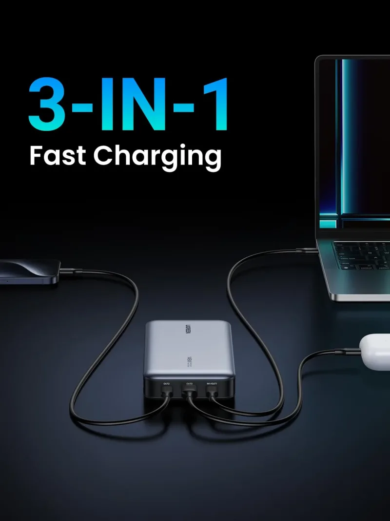 (Conjunto) Power Bank 145W + Cabo USB-C 100W de 3,3 pés, 2 unidades
