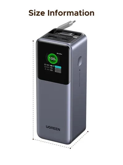 (번들) UGREEN Nexode 20000mAh 165W 보조배터리 + 100W 리트랙터블 USB-C 케이블