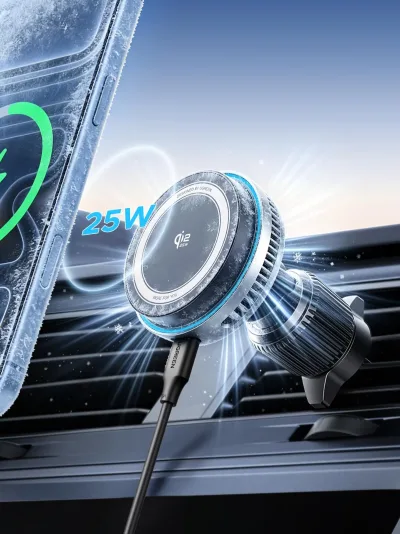 UGREEN MagFlow Pro Qi2 25W magneettinen autolaturi jäähdytyksellä