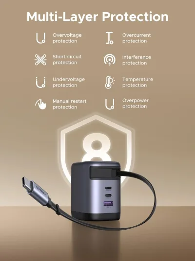 UGREEN Nexode 100W 충전기 (USB-C 케이블 일체형)