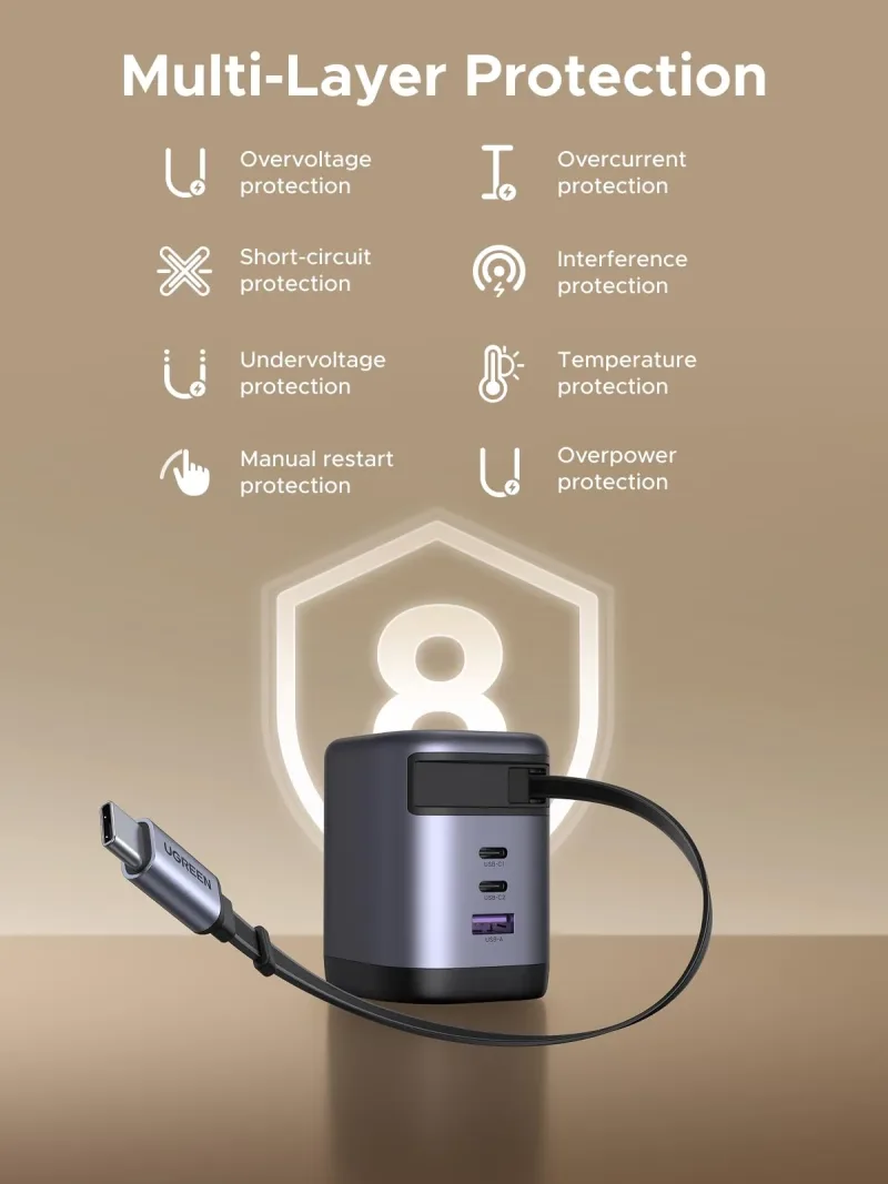 UGREEN Nexode 100W 충전기 (USB-C 케이블 일체형)