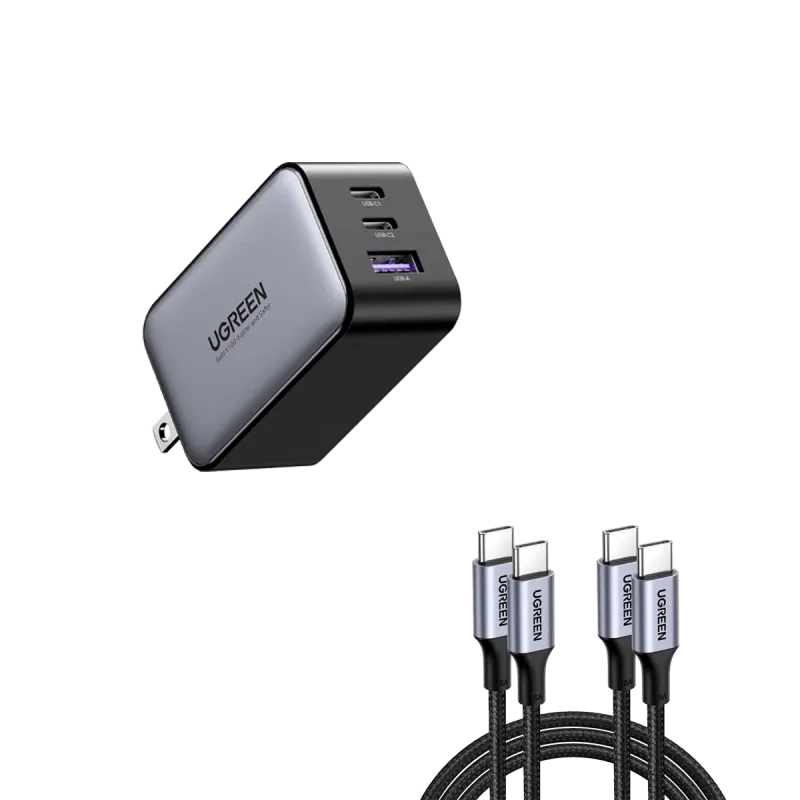 UGREEN Nexode 65W USB C GaN Charger-3 Ports Wall Charger Bundle