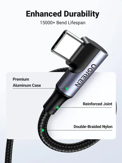 UGREEN USB-C-kabel (100W, 90 grader)