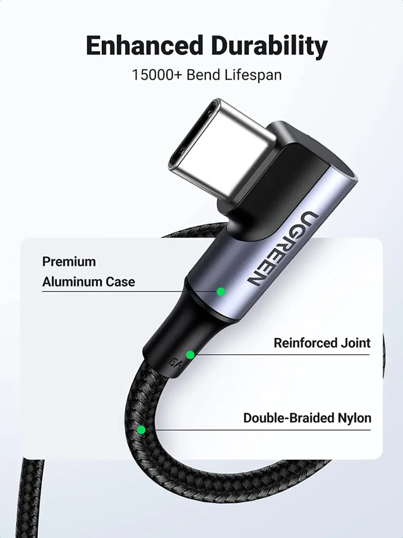 UGREEN USB-C-kabel (100W, 90 grader)