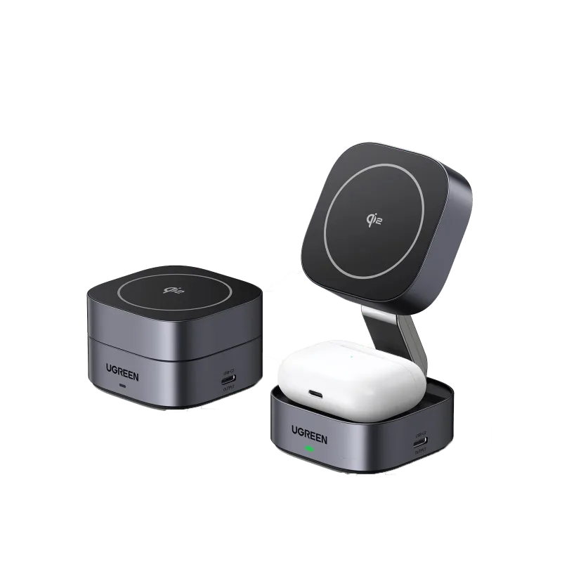 UGREEN 2-i-1 Qi2 magnetisk foldbar hurtigopladningsstation
