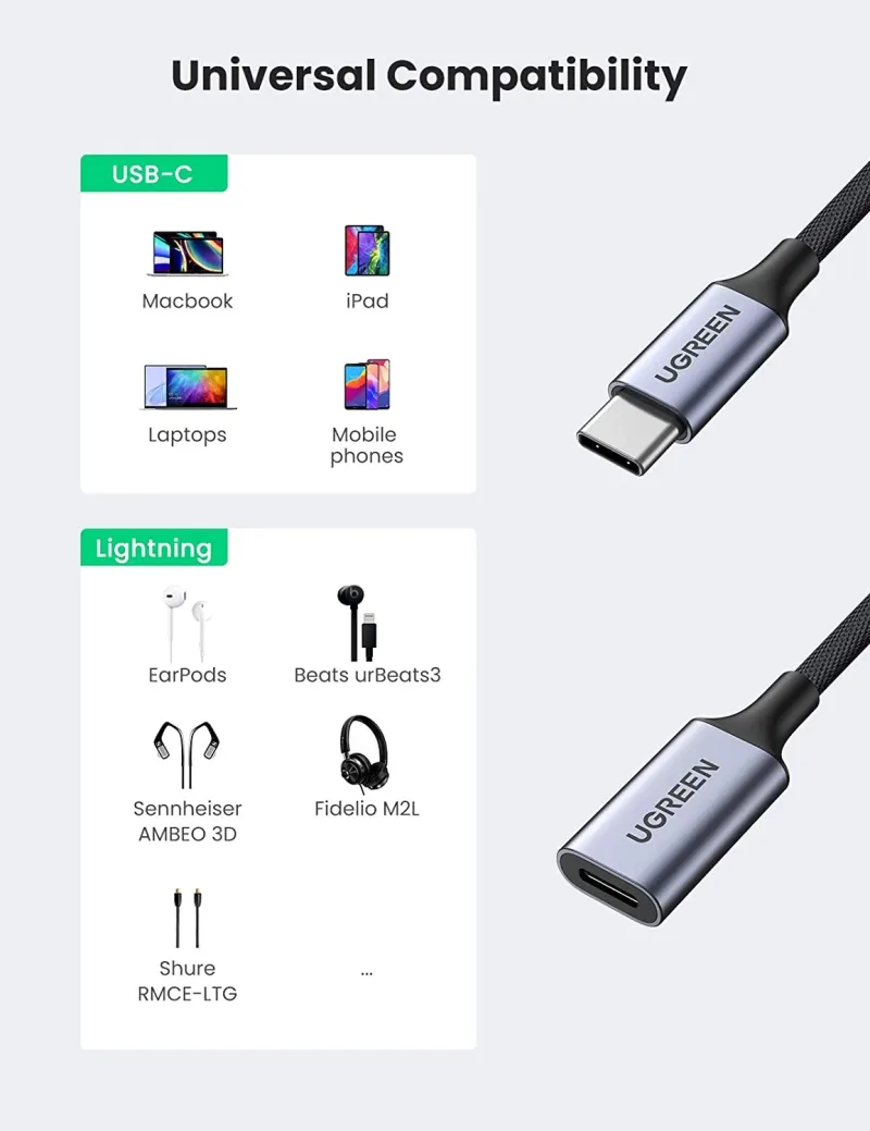 UGREEN USB C - Lightning -äänisovitin