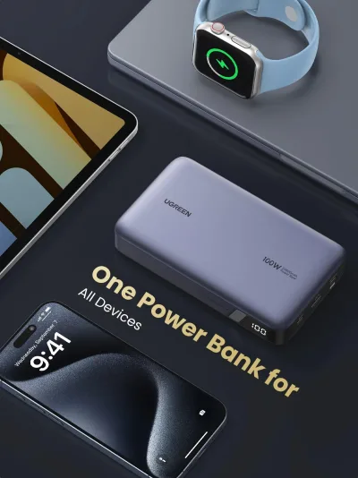 (Bundle) 100W 20000mAh Powerbank + 3,3FT 100W USB-C Kabel 2er-Pack