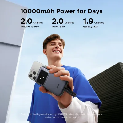 UGREEN Uno Power Bank 10000mAh 30W mit integriertem Kabel