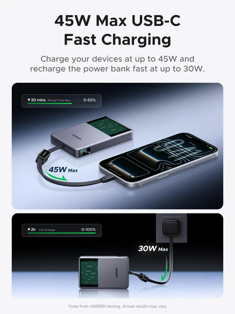 UGREEN MagFlow Pro 10000mAh Qi2 25W Magnetic Power Bank with Liquid Cooling