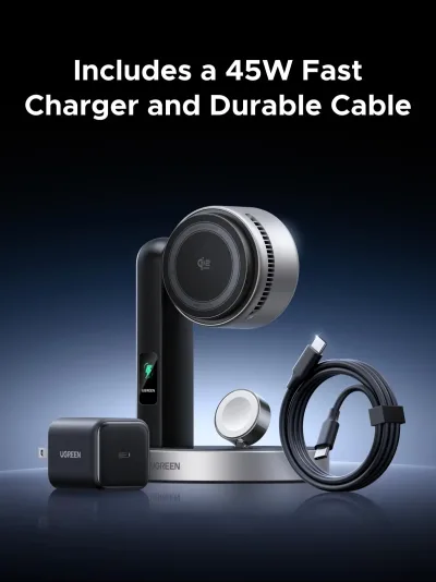 UGREEN MagFlow Pro Qi2 25W Caricatore Wireless 3-in-1