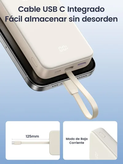 UGREEN Power Bank 20000mAh 22,5W mit integriertem USB-C-Kabel