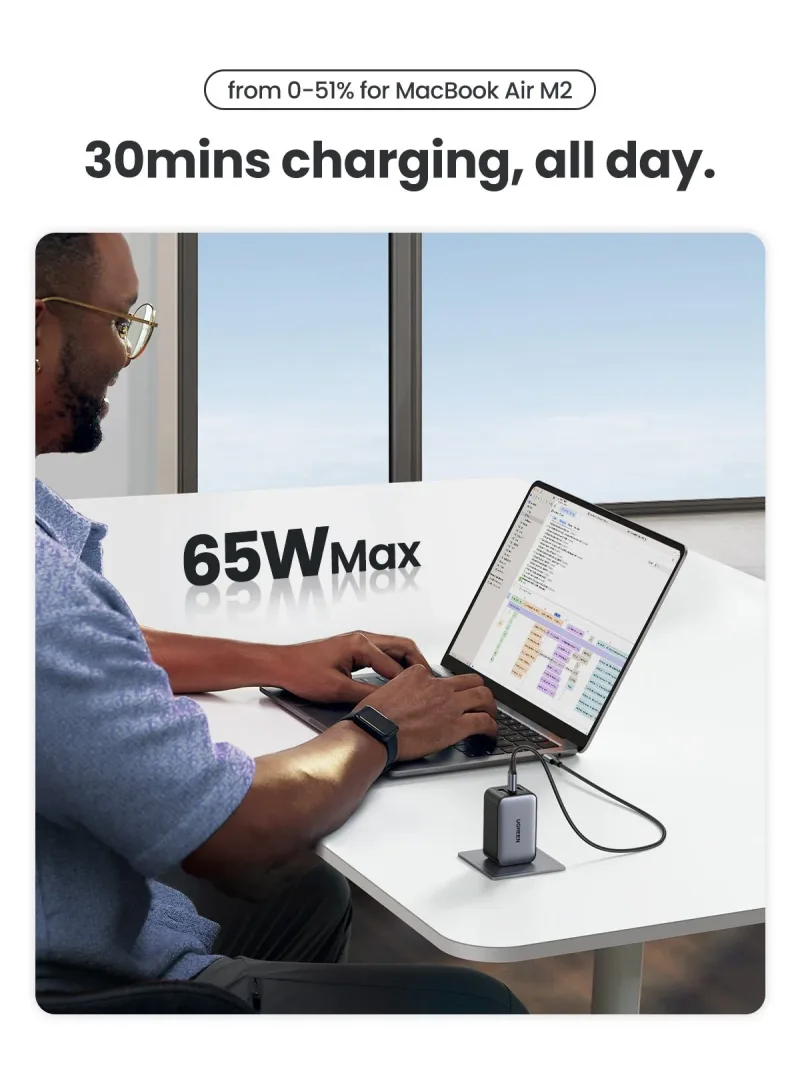 UGREEN Nexode 65W 3-ports laddare