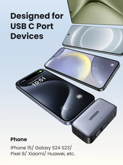 UGREEN 5000mAh USB-C 보조배터리 (케이블 포함)