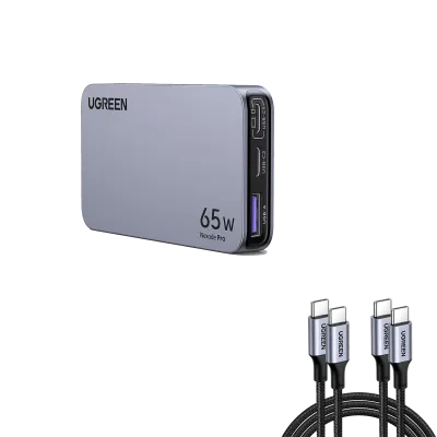 Nexode Pro 65W Ultra Slim iPhone-laddare med 6,6FT 100W USB C-kabel 2-pack