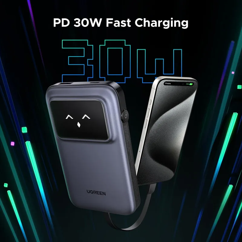 UGREEN Uno Power Bank 10000mAh 30W mit integriertem Kabel
