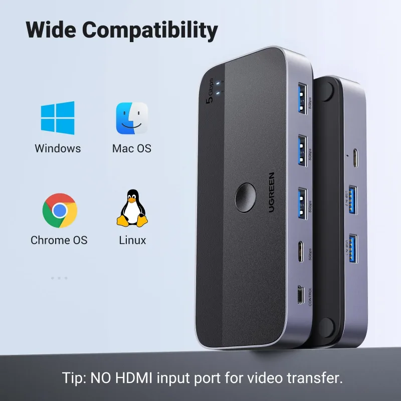 UGREEN Switch USB 3.0 pour partager des périphériques USB C et A entre 2 ordinateurs