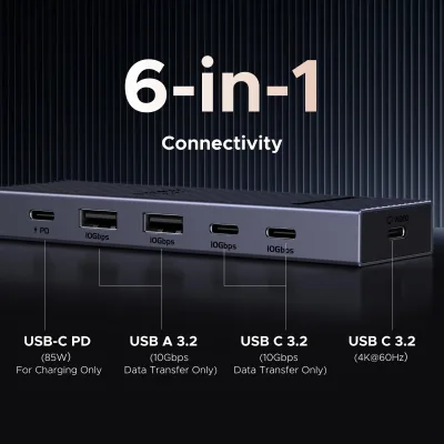 UGREEN Revodok Hub USB-C 6 en 1 | HDMI 4K y carga de 100 W