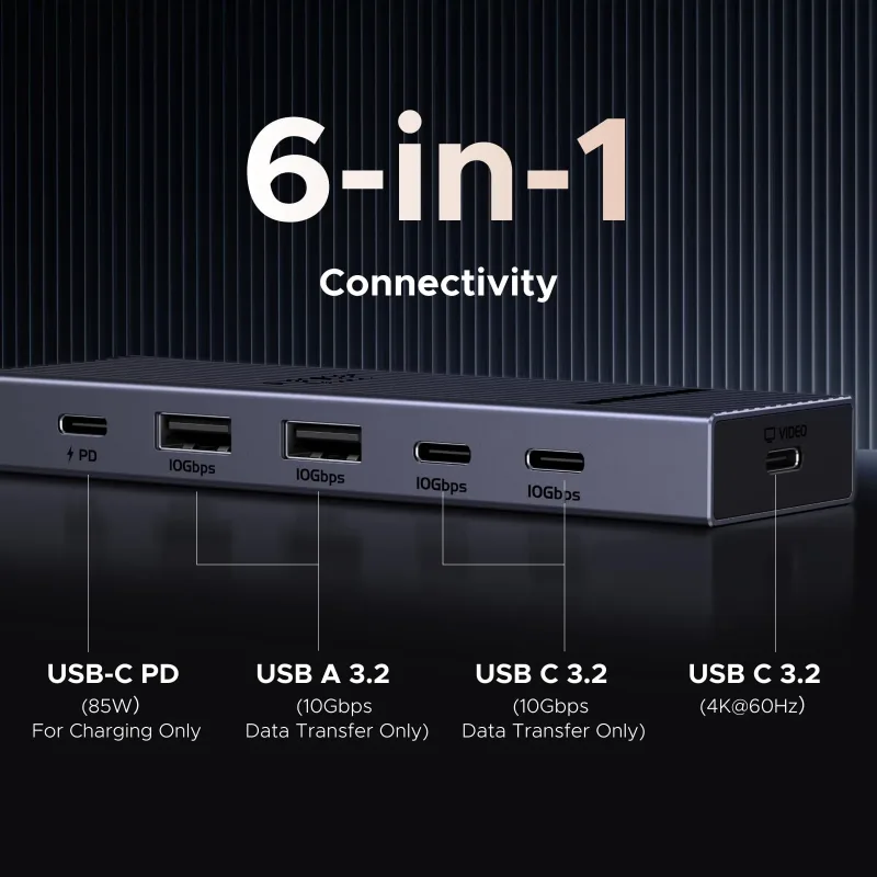 UGREEN Revodok Hub USB-C 6-en-1 | HDMI 4K et charge 100W