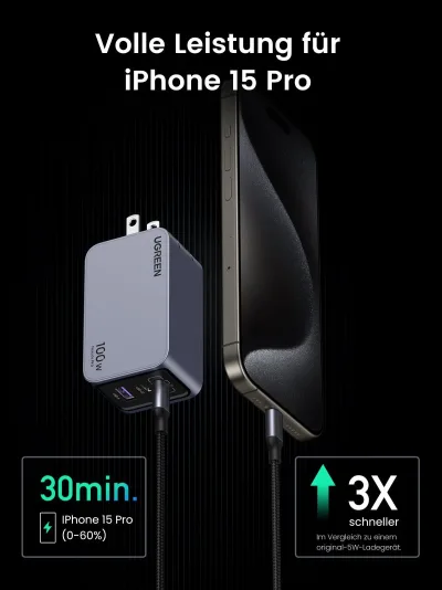UGREEN Nexode Pro 100W 3 埠充電器