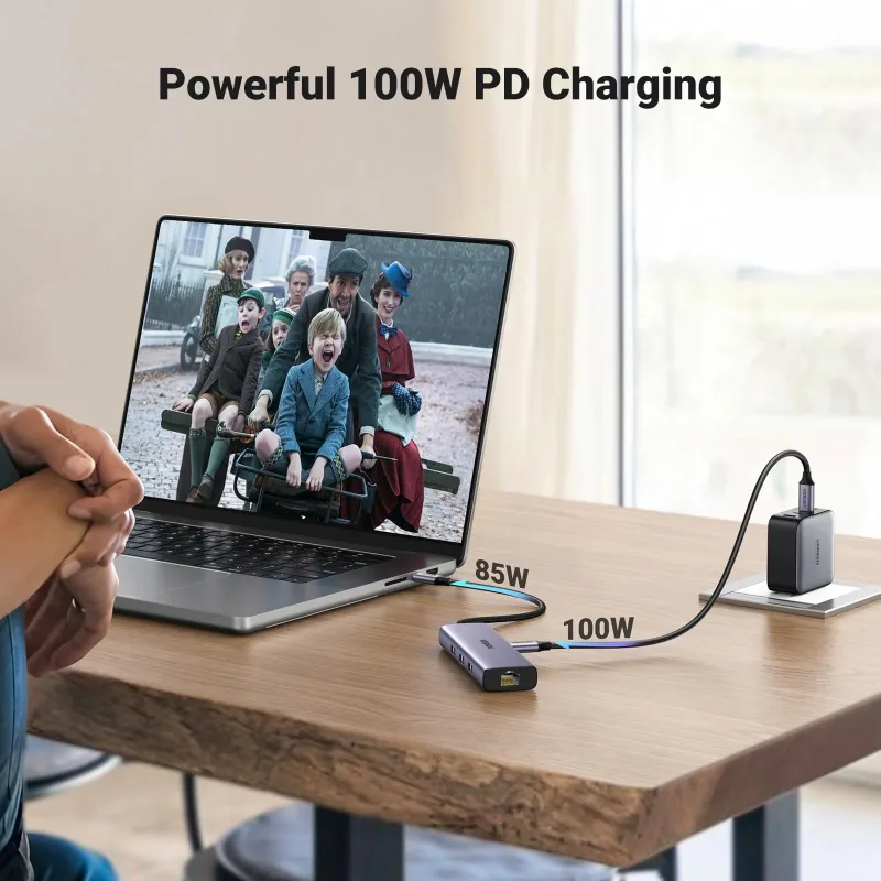 UGREEN Revodok 6-in-1 USB-C -keskitin Gigabit Ethernet -sovittimella ja 4K HDMI:llä