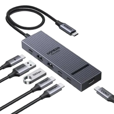 UGREEN Revodok Hub USB-C 6-en-1 | HDMI 4K et charge 100W